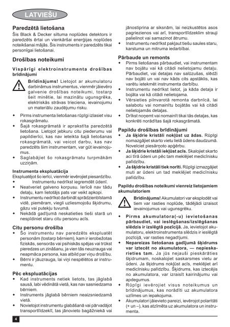 BlackandDecker Detecteur De Fuite Thermique- Tld100 - Type 1 - Instruction Manual (Lettonie)