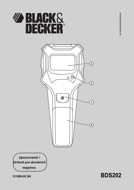 BlackandDecker Capteur- Bds202 - Type 1 - Instruction Manual (Slovaque)