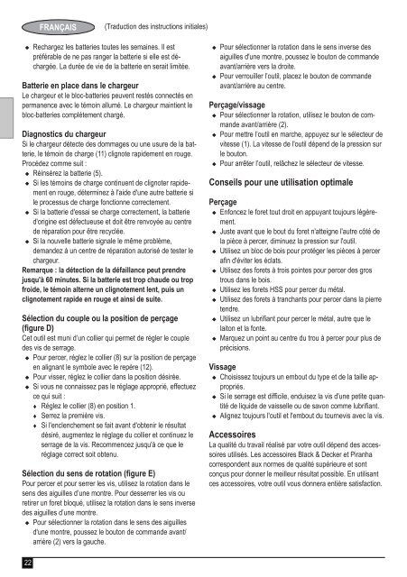 BlackandDecker Perceuse/visseuse- Mtdd6 - Type H1 - Instruction Manual (Europ&eacute;en)