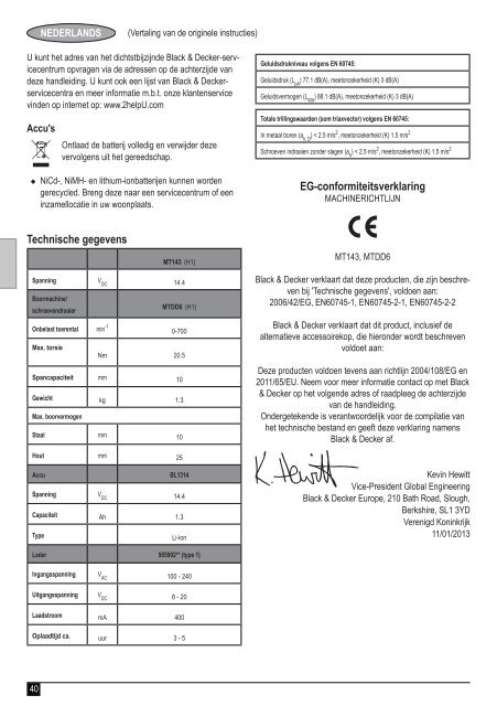 BlackandDecker Perceuse/visseuse- Mtdd6 - Type H1 - Instruction Manual (Europ&eacute;en)