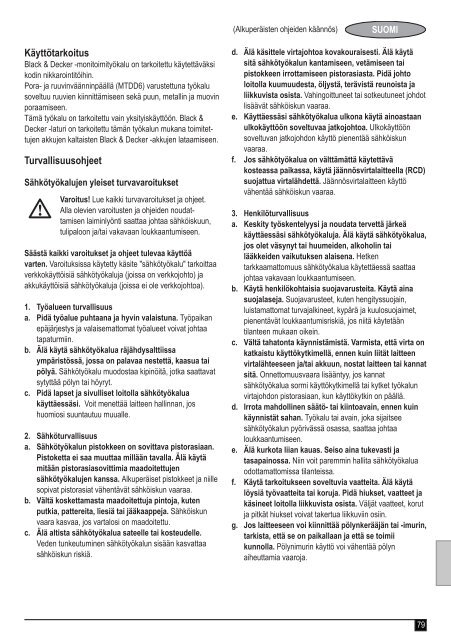 BlackandDecker Perceuse/visseuse- Mtdd6 - Type H1 - Instruction Manual (Europ&eacute;en)