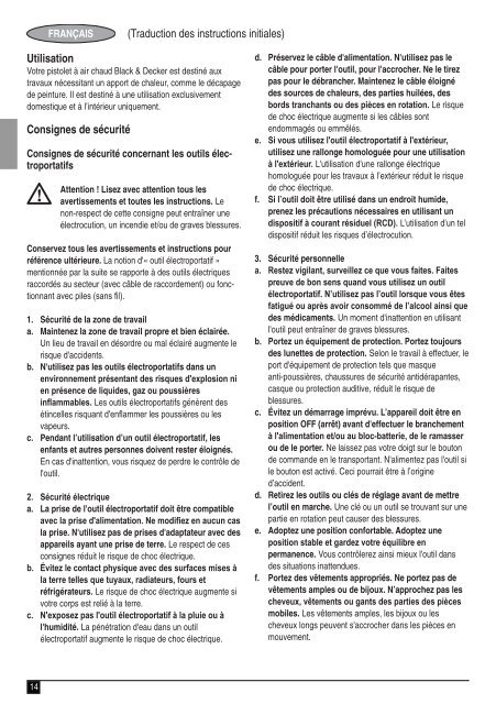 BlackandDecker Pistolet Thermique- Kx1650 - Type 1 - Instruction Manual (Europ&eacute;en)