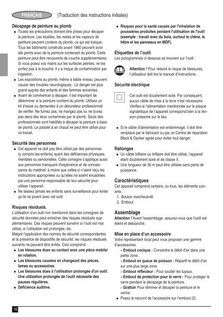 BlackandDecker Pistolet Thermique- Kx1650 - Type 1 - Instruction Manual (Europ&eacute;en)