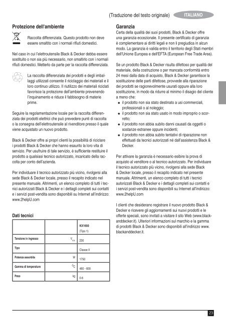 BlackandDecker Pistolet Thermique- Kx1650 - Type 1 - Instruction Manual (Europ&eacute;en)