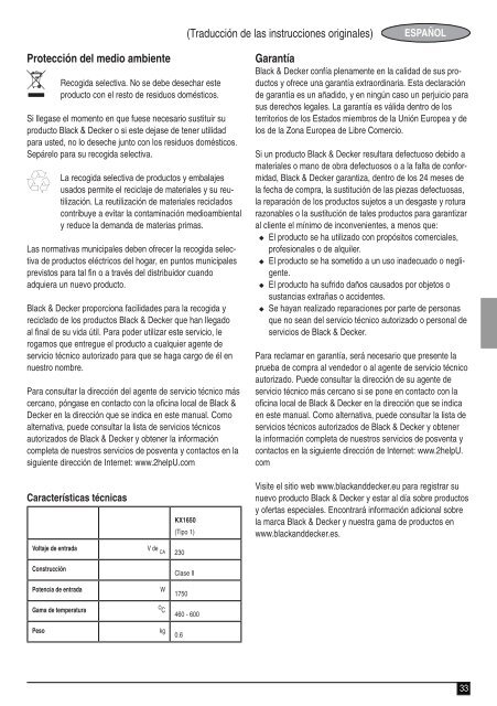 BlackandDecker Pistolet Thermique- Kx1650 - Type 1 - Instruction Manual (Europ&eacute;en)