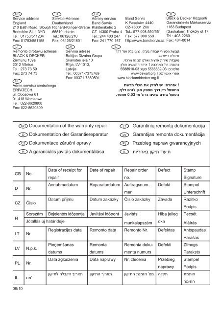 BlackandDecker Toupille- Kw900e - Type 1 - Instruction Manual (Isra&euml;l)