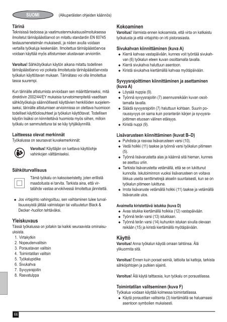 BlackandDecker Marteau Rotatif- Kd1250k - Type 1 - Instruction Manual (Europ&eacute;en)