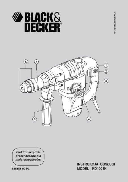 BlackandDecker Marteau Rotatif- Kd1001k - Type 2 - Instruction Manual (Pologne)