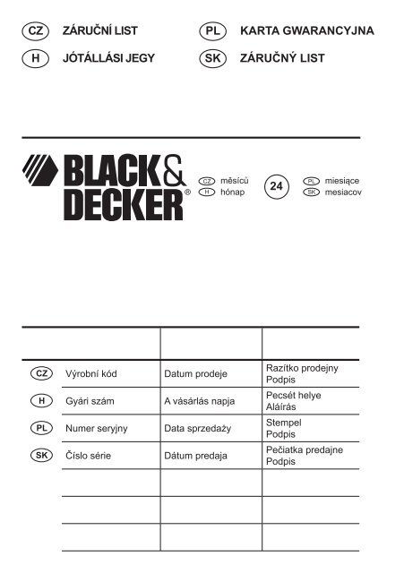 BlackandDecker Meuleuse Petit Diam&egrave;tre- Kg750 - Type 1 - Instruction Manual (Slovaque)