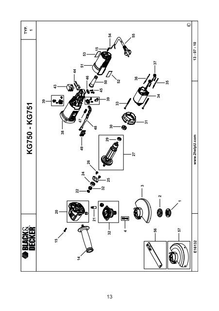 BlackandDecker Meuleuse Petit Diam&egrave;tre- Kg750 - Type 1 - Instruction Manual (la Hongrie)