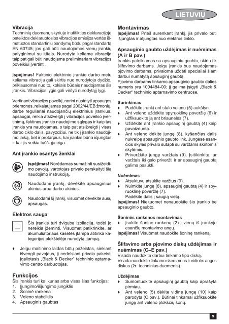 BlackandDecker Meuleuse Petit Diam&egrave;tre- Kg725 - Type 3 - Instruction Manual (Lituanie)