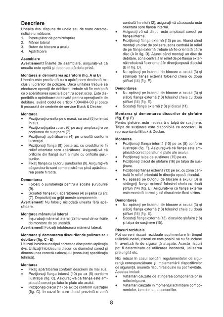 BlackandDecker Meuleuse Petit Diam&egrave;tre- Kg725 - Type 3 - Instruction Manual (Roumanie)