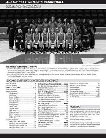 austin peay women's basketball table of contents - APSU Athletics