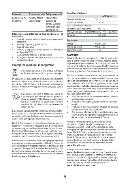 BlackandDecker Gonfleur- Asi500 - Type H2 - Instruction Manual (Roumanie)