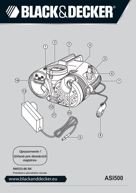 BlackandDecker Gonfleur- Asi500 - Type H1 - Instruction Manual (Slovaque)