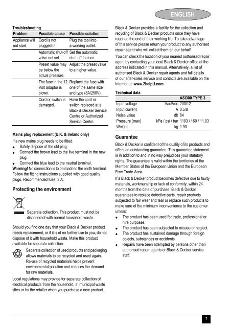 BlackandDecker Gonfleur- Asi300 - Type 3 - Instruction Manual (Europ&eacute;en)