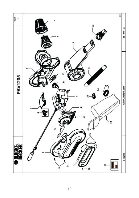BlackandDecker Aspirateur Auto- Pav1205 - Type 1 - Instruction Manual (la Hongrie)