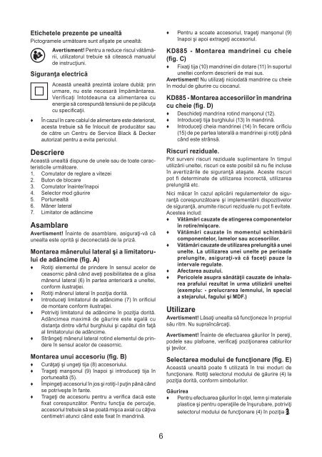 BlackandDecker Marteau Rotatif- Kd860 - Type 2 - Instruction Manual (Roumanie)
