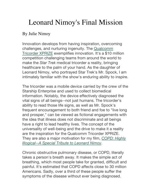 Leonard Nimoy's Final Mission