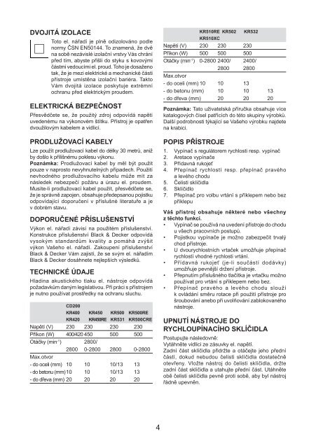 BlackandDecker Marteau Perforateur- Kr502 - Type 2 - Instruction Manual (Tch&egrave;que)