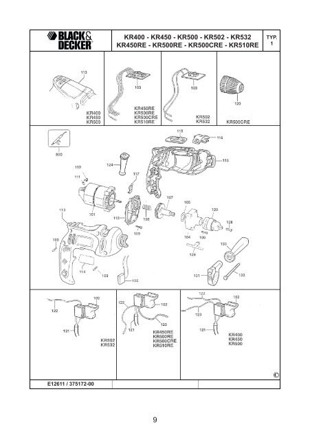 BlackandDecker Marteau Perforateur- Kr502 - Type 2 - Instruction Manual (Tch&egrave;que)