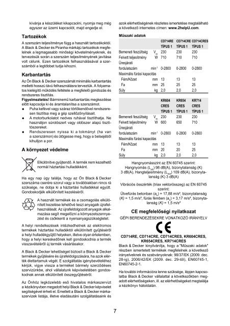 BlackandDecker Marteau Perforateur- Cd714cres - Type 1 - Instruction Manual (la Hongrie)