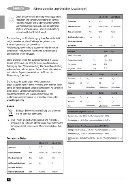 BlackandDecker Perceuse S/f- Asl148 - Type H1 - Instruction Manual (Europ&eacute;en)