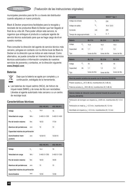 BlackandDecker Perceuse S/f- Asl148 - Type H1 - Instruction Manual (Europ&eacute;en)