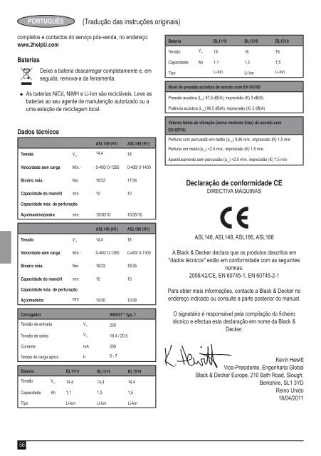 BlackandDecker Perceuse S/f- Asl148 - Type H1 - Instruction Manual (Europ&eacute;en)