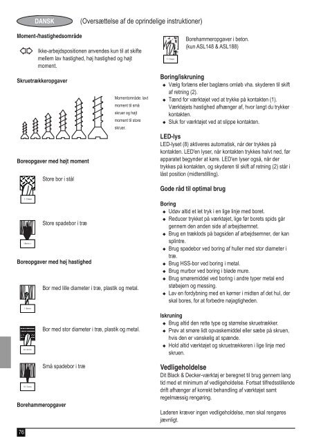 BlackandDecker Perceuse S/f- Asl148 - Type H1 - Instruction Manual (Europ&eacute;en)