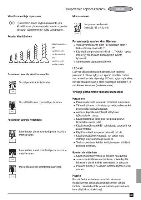 BlackandDecker Perceuse S/f- Asl148 - Type H1 - Instruction Manual (Europ&eacute;en)