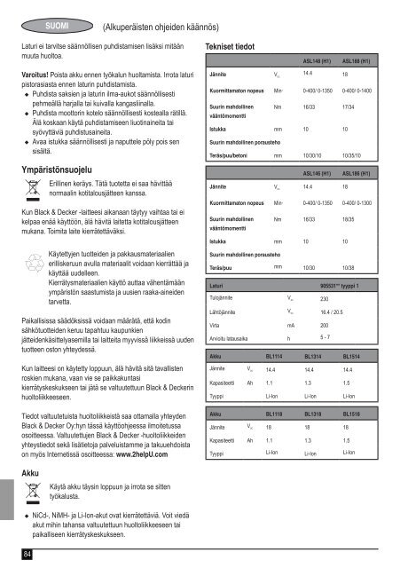 BlackandDecker Perceuse S/f- Asl148 - Type H1 - Instruction Manual (Europ&eacute;en)