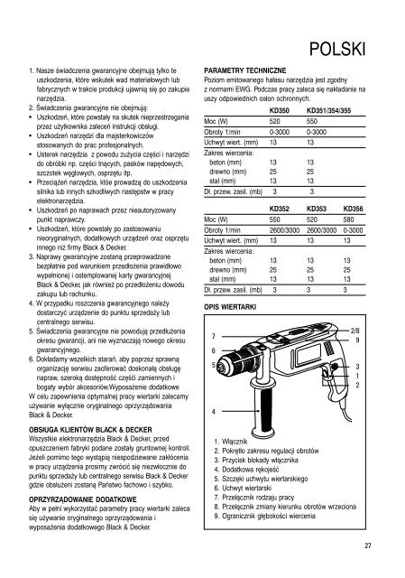 BlackandDecker Perceuse- Kd351cre - Type 1 - Instruction Manual