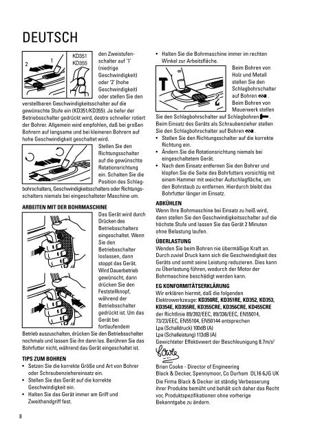 BlackandDecker Perceuse- Kd351cre - Type 1 - Instruction Manual