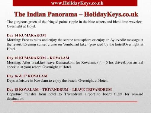 The Indian Panorama - HolidayKeys.co.uk