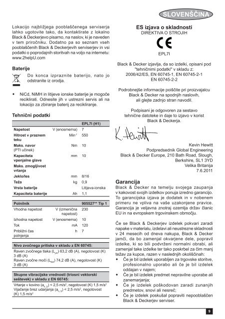 BlackandDecker Perceuse S/f- Epl7i - Type H1 - Instruction Manual (Balkans)