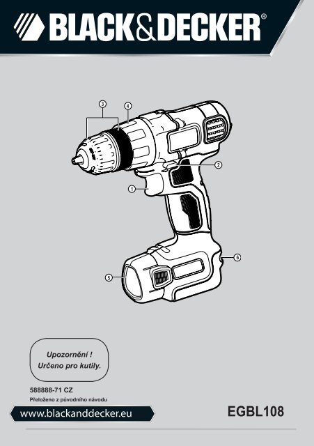 BlackandDecker Perceuse S/f- Egbl108 - Type H1 - Instruction Manual (Tch&egrave;que)