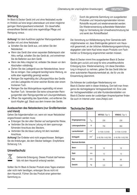 BlackandDecker Perceuse- Kr1102 - Type 1 - Instruction Manual (Europ&eacute;en)