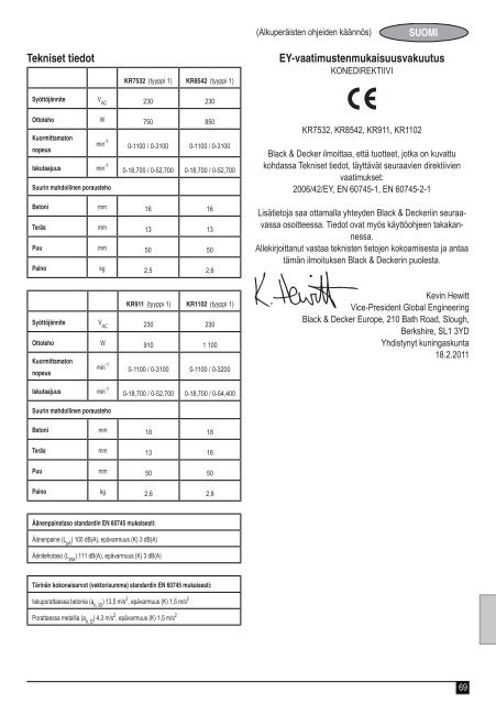 BlackandDecker Perceuse- Kr1102 - Type 1 - Instruction Manual (Europ&eacute;en)