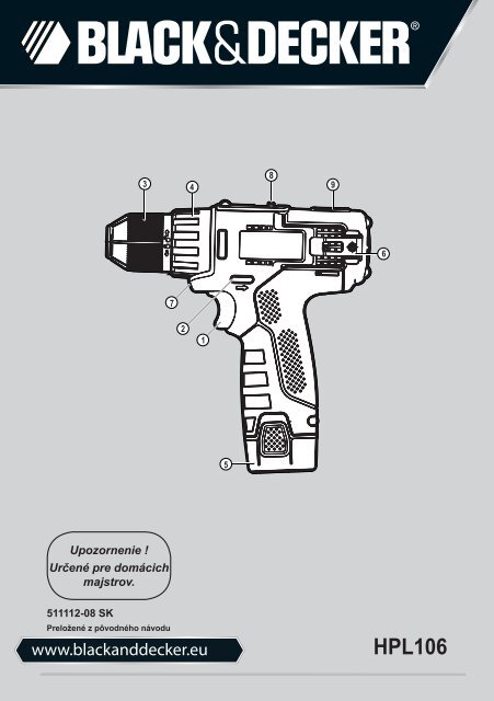 BlackandDecker Perc/vis/devis S/f- Hpl106 - Type H1 - Instruction Manual (Slovaque)