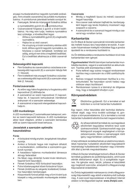 BlackandDecker Perc/vis/devis S/f- Hpl106 - Type H1 - Instruction Manual (la Hongrie)