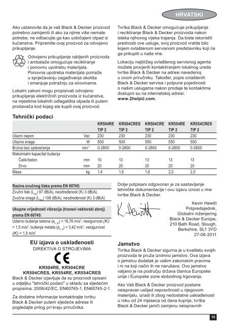 BlackandDecker Marteau Perforateur- Kr504re - Type 2 - Instruction Manual (Balkans)