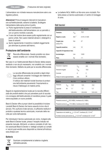 BlackandDecker Perc/vis/devis S/f- Hpl106 - Type H1 - Instruction Manual (Europ&eacute;en)