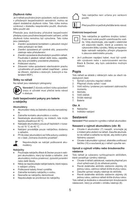 BlackandDecker Perceuse S/f- Hp186f4lbk - Type H3 - Instruction Manual (Tch&egrave;que)