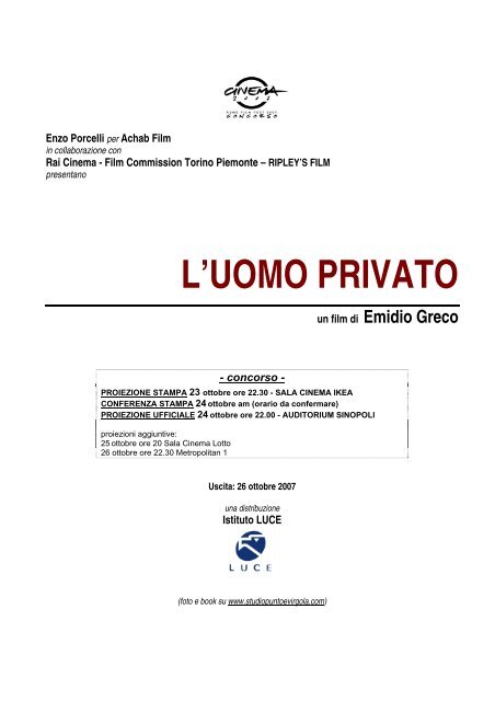 Sinossi / L'UOMO PRIVATO - Studio PUNTOeVIRGOLA