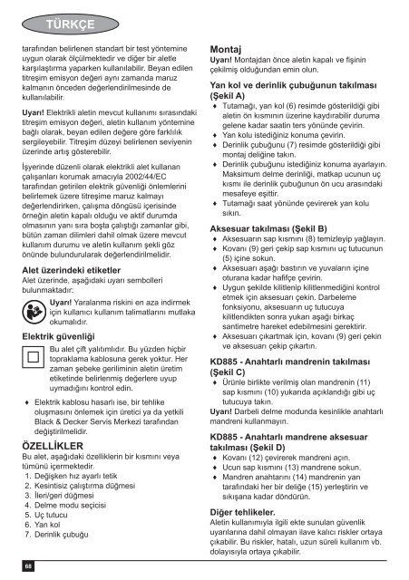 BlackandDecker Marteau Rotatif- Kd855 - Type 1 - Instruction Manual (Europ&eacute;en)