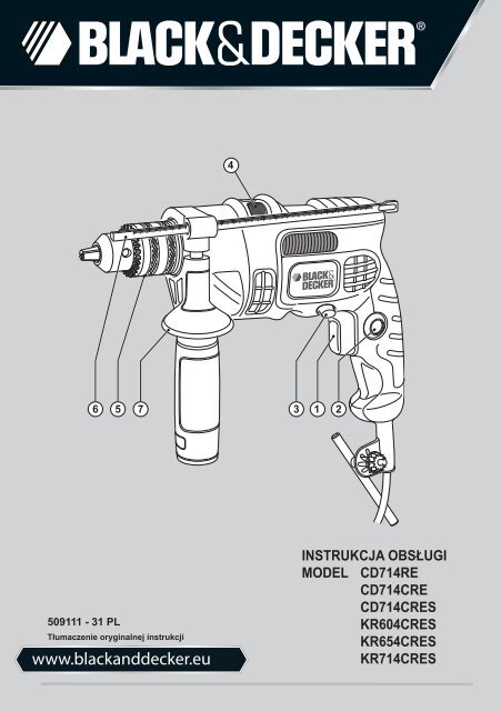 BlackandDecker Marteau Perforateur- Kr654cres - Type 1 - Instruction Manual (Pologne)