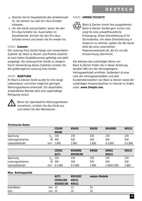 BlackandDecker Perceuse- Kr532 - Type 1 - Instruction Manual