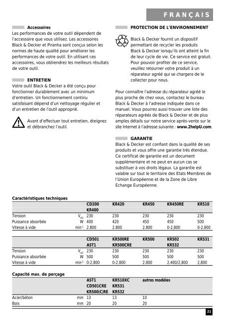 BlackandDecker Perceuse- Kr532 - Type 1 - Instruction Manual