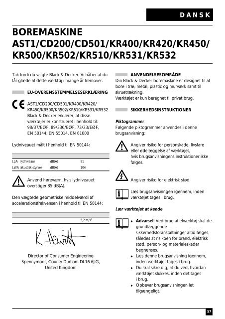 BlackandDecker Perceuse- Kr532 - Type 1 - Instruction Manual